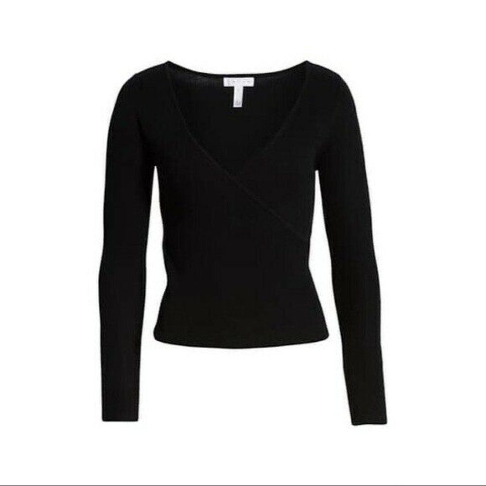 Leith Rib Wrap Sweater in Black Size: S - Picture 2 of 5